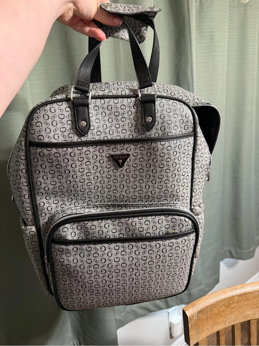 GUESS Gray Logo Diaper Bag